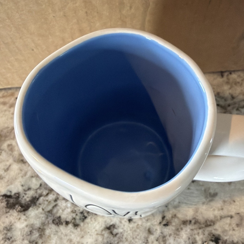 Rae Dunn, Mug, Hanukkah Love & Light Menorah Blue Interior - Picture 3 of 4